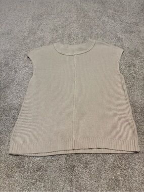 Blu Pepper Sleeveless Rib-Knit Shell Top in Beige